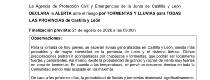 DECLARACIÓN ALERTA METEOROLÓGICA POR TORMENTAS Y LLUVIAS EN TODAS LAS PROVINCIAS DE CASTILLA Y LEÓN.